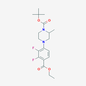 molecular formula C19H26F2N2O4 B13043258 Tert-butyl 4-(4-(ethoxycarbonyl)-2,3-difluorophenyl)-2-methylpiperazine-1-carboxylate 