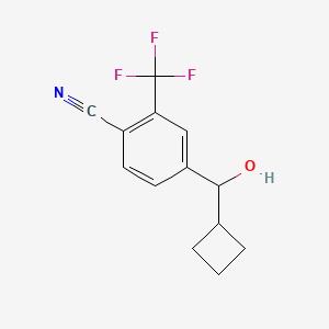 molecular formula C13H12F3NO B13043533 4-(Cyclobutyl(hydroxy)methyl)-2-(trifluoromethyl)benzonitrile 