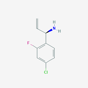 molecular formula C9H9ClFN B13043554 (1R)-1-(4-Chloro-2-fluorophenyl)prop-2-enylamine 