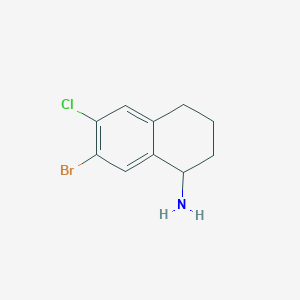 molecular formula C10H11BrClN B13043592 7-Bromo-6-chloro-1,2,3,4-tetrahydronaphthalen-1-amine 