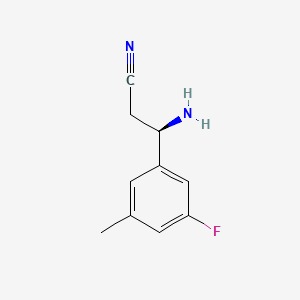 molecular formula C10H11FN2 B13043625 (3R)-3-Amino-3-(5-fluoro-3-methylphenyl)propanenitrile 