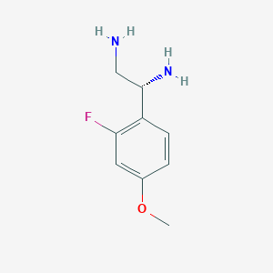 molecular formula C9H13FN2O B13043746 (1R)-1-(2-Fluoro-4-methoxyphenyl)ethane-1,2-diamine 