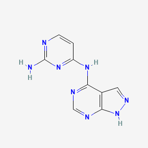 molecular formula C9H8N8 B13043776 N4-(1H-Pyrazolo[3,4-D]pyrimidin-4-YL)pyrimidine-2,4-diamine 