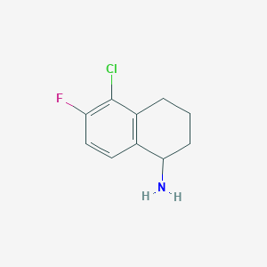 molecular formula C10H11ClFN B13043796 5-Chloro-6-fluoro-1,2,3,4-tetrahydronaphthalen-1-amine 