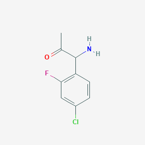 molecular formula C9H9ClFNO B13043798 1-Amino-1-(4-chloro-2-fluorophenyl)acetone 