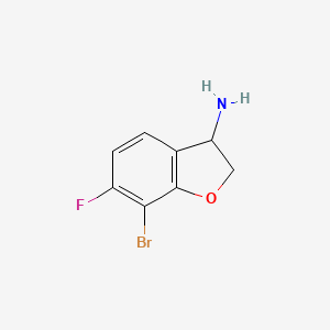 molecular formula C8H7BrFNO B13043864 7-Bromo-6-fluoro-2,3-dihydro-1-benzofuran-3-amine 