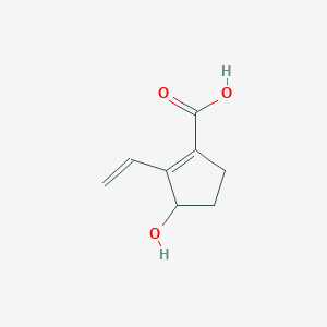 molecular formula C8H10O3 B13043886 3-Hydroxy-2-vinylcyclopent-1-ene-1-carboxylic acid 