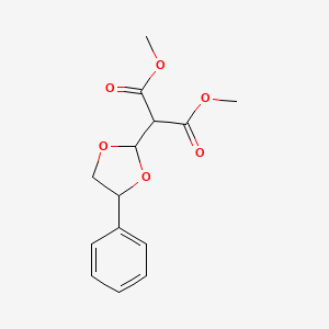 molecular formula C14H16O6 B13043949 Dimethyl 2-(4-phenyl-1,3-dioxolan-2-YL)malonate 