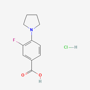 molecular formula C11H13ClFNO2 B13043988 3-Fluoro-4-(pyrrolidin-1-YL)benzoicacidhcl 