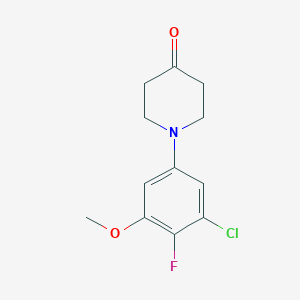 molecular formula C12H13ClFNO2 B13044019 1-(3-Chloro-4-fluoro-5-methoxyphenyl)piperidin-4-one 