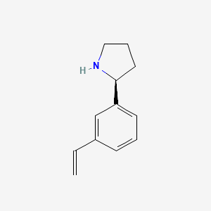 molecular formula C12H15N B13044051 (S)-2-(3-Vinylphenyl)pyrrolidine 