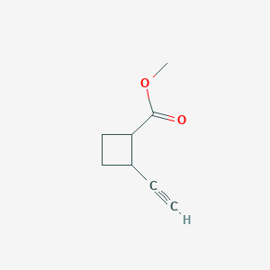 molecular formula C8H10O2 B13044062 Methyl 2-ethynylcyclobutane-1-carboxylate 