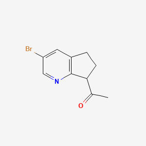 molecular formula C10H10BrNO B13044176 1-(3-Bromo-6,7-dihydro-5H-cyclopenta[B]pyridin-7-YL)ethan-1-one 