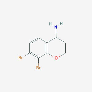 molecular formula C9H9Br2NO B13044254 7,8-Dibromochroman-4-amine 