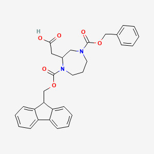 molecular formula C30H30N2O6 B13044300 2-(1-(((9H-Fluoren-9-YL)methoxy)carbonyl)-4-((benzyloxy)carbonyl)-1,4-diazepan-2-YL)acetic acid 