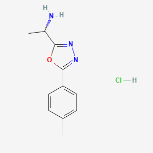 molecular formula C11H14ClN3O B13044338 (S)-1-(5-(P-Tolyl)-1,3,4-oxadiazol-2-YL)ethan-1-amine hcl 