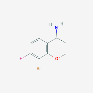 molecular formula C9H9BrFNO B13044394 8-Bromo-7-fluorochroman-4-amine 