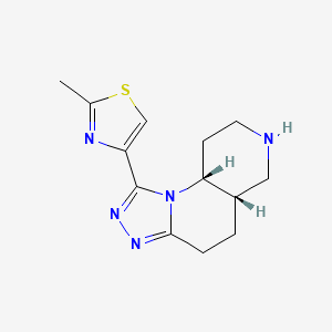 molecular formula C13H17N5S B13044406 2-Methyl-4-((5AS,9AR)-4,5,5A,6,7,8,9,9A-octahydro-[1,2,4]triazolo[4,3-A][1,6]naphthyridin-1-YL)thiazole 