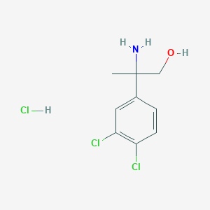 molecular formula C9H12Cl3NO B13044446 2-Amino-2-(3,4-dichlorophenyl)propan-1-OL hcl 