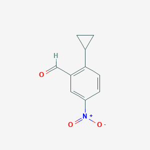 molecular formula C10H9NO3 B13044450 2-Cyclopropyl-5-nitrobenzaldehyde 