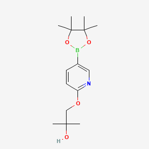 molecular formula C15H24BNO4 B13044458 2-Methyl-1-((5-(4,4,5,5-tetramethyl-1,3,2-dioxaborolan-2-YL)pyridin-2-YL)oxy)propan-2-OL 