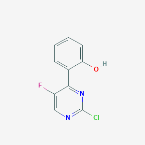 molecular formula C10H6ClFN2O B13044464 2-(2-Chloro-5-fluoropyrimidin-4-YL)phenol 