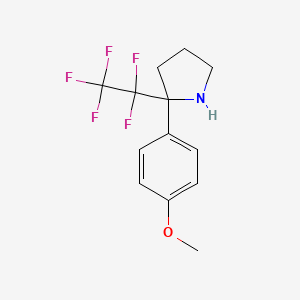 molecular formula C13H14F5NO B13044571 Methyl 4-[2-(1,1,2,2,2-pentafluoroethyl)-2-pyrrolidinyl]phenyl ether 