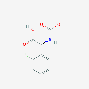 molecular formula C10H10ClNO4 B13044592 (R)-2-(2-Chlorophenyl)-2-((methoxycarbonyl)amino)acetic acid 