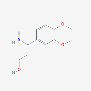 molecular formula C11H15NO3 B13044632 3-Amino-3-(2,3-dihydrobenzo[b][1,4]dioxin-6-yl)propan-1-ol 