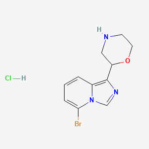 molecular formula C11H13BrClN3O B13044691 2-(5-Bromoimidazo[1,5-A]pyridin-1-YL)morpholine hcl 