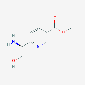 molecular formula C9H12N2O3 B13044698 (S)-Methyl 6-(1-amino-2-hydroxyethyl)nicotinate 