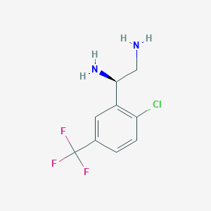 molecular formula C9H10ClF3N2 B13044772 (1R)-1-[2-Chloro-5-(trifluoromethyl)phenyl]ethane-1,2-diamine 