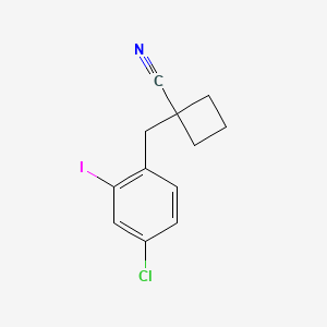 molecular formula C12H11ClIN B13044775 1-(4-Chloro-2-iodobenzyl)cyclobutane-1-carbonitrile 