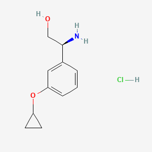 molecular formula C11H16ClNO2 B13044804 (S)-2-Amino-2-(3-cyclopropoxyphenyl)ethanol hcl 