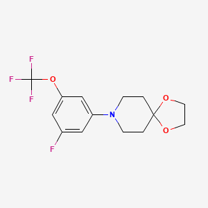 molecular formula C14H15F4NO3 B13044818 8-(3-Fluoro-5-(trifluoromethoxy)phenyl)-1,4-dioxa-8-azaspiro[4.5]decane 