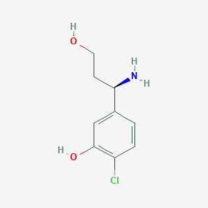 molecular formula C9H12ClNO2 B13044898 5-((1R)-1-Amino-3-hydroxypropyl)-2-chlorophenol 