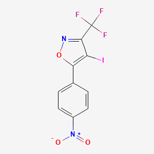 molecular formula C10H4F3IN2O3 B13044909 4-Iodo-5-(4-nitrophenyl)-3-(trifluoromethyl)isoxazole 