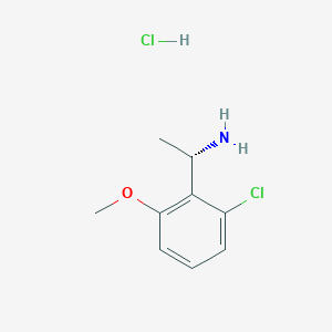 molecular formula C9H13Cl2NO B13044969 (S)-1-(2-Chloro-6-methoxyphenyl)ethan-1-amine hydrochloride 