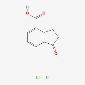 molecular formula C10H9ClO3 B13044988 1-Oxo-2,3-dihydro-1H-indene-4-carboxylic acid hcl 