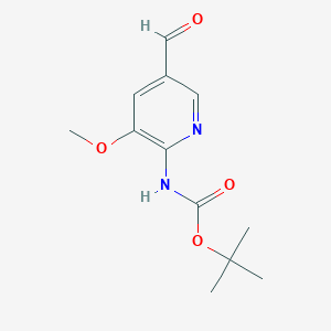 molecular formula C12H16N2O4 B13045009 Tert-butyl (5-formyl-3-methoxypyridin-2-YL)carbamate 