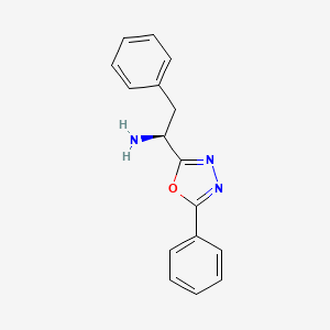 molecular formula C16H15N3O B13045071 (S)-2-Phenyl-1-(5-phenyl-1,3,4-oxadiazol-2-YL)ethan-1-amine 