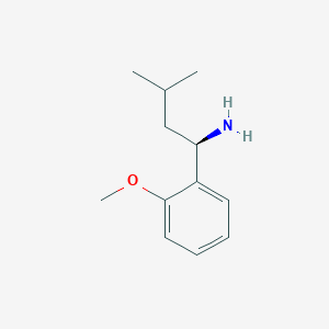 molecular formula C12H19NO B13045119 (1R)-1-(2-Methoxyphenyl)-3-methylbutan-1-amine 