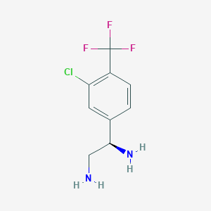 molecular formula C9H10ClF3N2 B13045120 (1R)-1-[3-Chloro-4-(trifluoromethyl)phenyl]ethane-1,2-diamine 