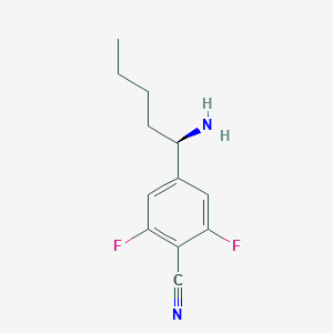 molecular formula C12H14F2N2 B13045148 4-((1R)-1-Aminopentyl)-2,6-difluorobenzenecarbonitrile 