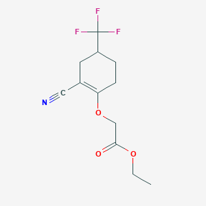 Ethyl 2-((2-cyano-4-(trifluoromethyl)cyclohex-1-EN-1-YL)oxy)acetate