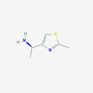 molecular formula C6H10N2S B13045164 (1r)-1-(2-Methyl(1,3-thiazol-4-yl))ethylamine 