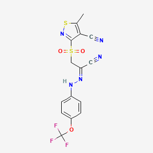 (Z)-1-[(4-cyano-5-methyl-1,2-thiazol-3-yl)sulfonyl]-N-[4-(trifluoromethoxy)phenyl]methanecarbohydrazonoylcyanide