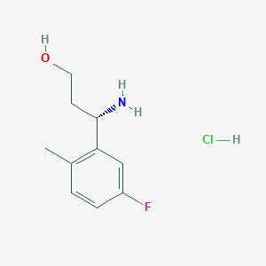 molecular formula C10H15ClFNO B13045274 (S)-3-Amino-3-(5-fluoro-2-methylphenyl)propan-1-OL hcl CAS No. 2250242-06-7