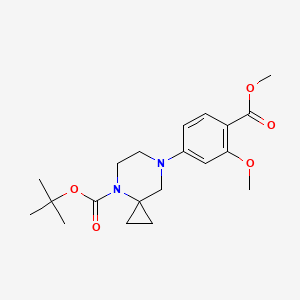 molecular formula C20H28N2O5 B13045291 Tert-butyl 7-(3-methoxy-4-(methoxycarbonyl)phenyl)-4,7-diazaspiro[2.5]octane-4-carboxylate 