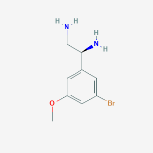 molecular formula C9H13BrN2O B13045293 (1S)-1-(3-Bromo-5-methoxyphenyl)ethane-1,2-diamine 